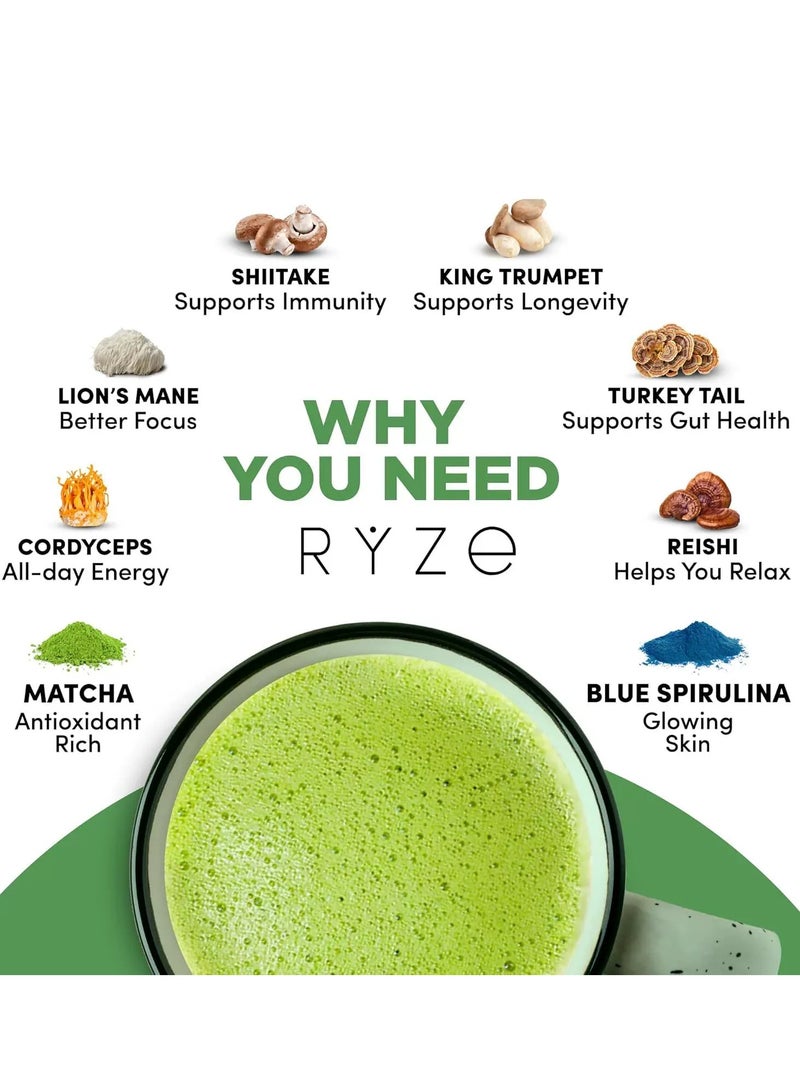 MATCHA Mushroom Matcha Instant Pure  Matcha Powder Organic  Matcha Green Tea Slim Fit Flat Tea 30 Servings - Image 3