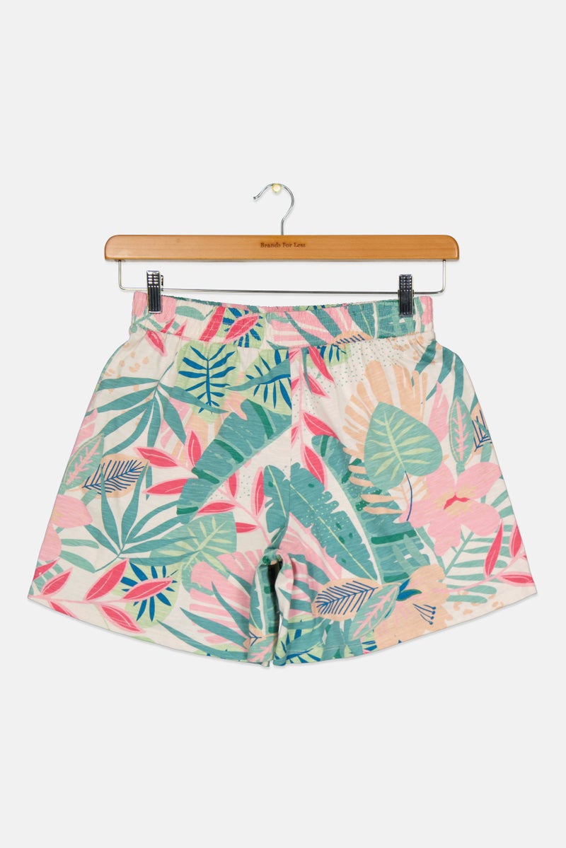 Cool Club Kids Girls Allover Printed Basic Shorts, Green Combo - Image 2