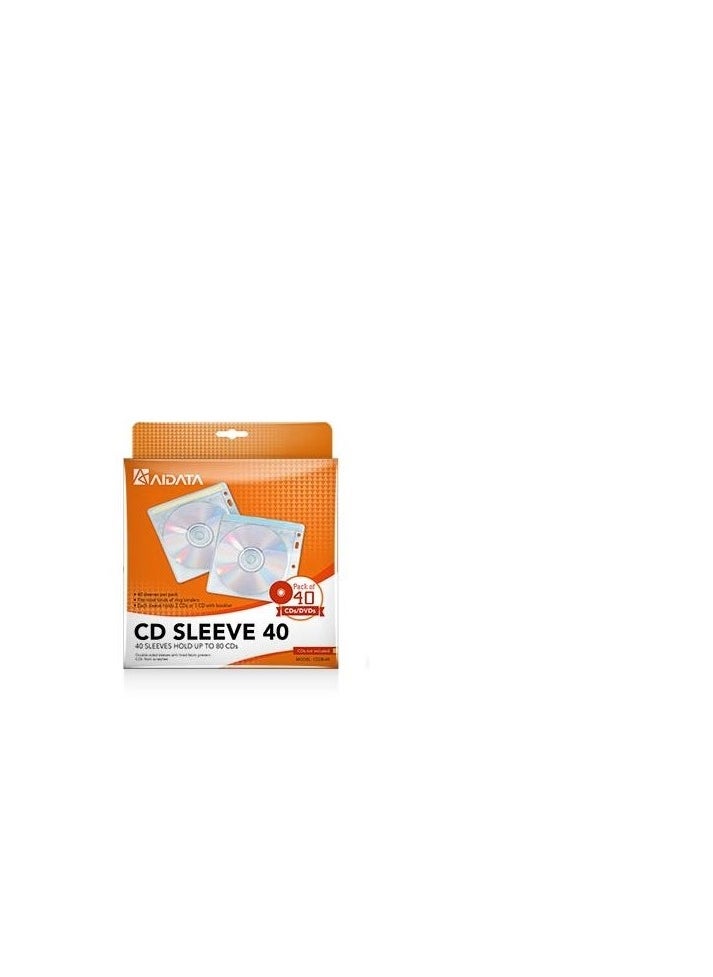 aidata AIDATA CD Sleeves 40 - Holds 40 - 80 CD's Case 2discos - Pockets for Optical Disc (Cover, 2 Discs, 40 Pieces))  - Image 1