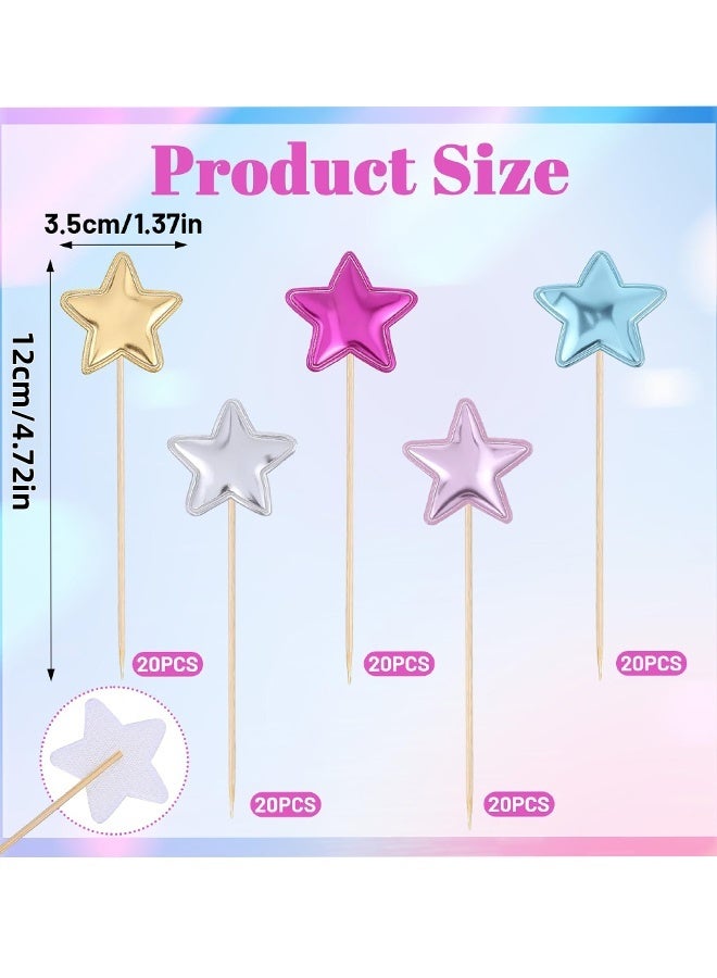 50 Pcs Star Cupcake Toppers 5 Colors Glitter Star Cupcake Picks Mini Cake Toppers for Food Decoration Holiday Birthday Party Cake Decorations Wedding DIY Dessert Baby Shower Eid Gatherings - Image 3