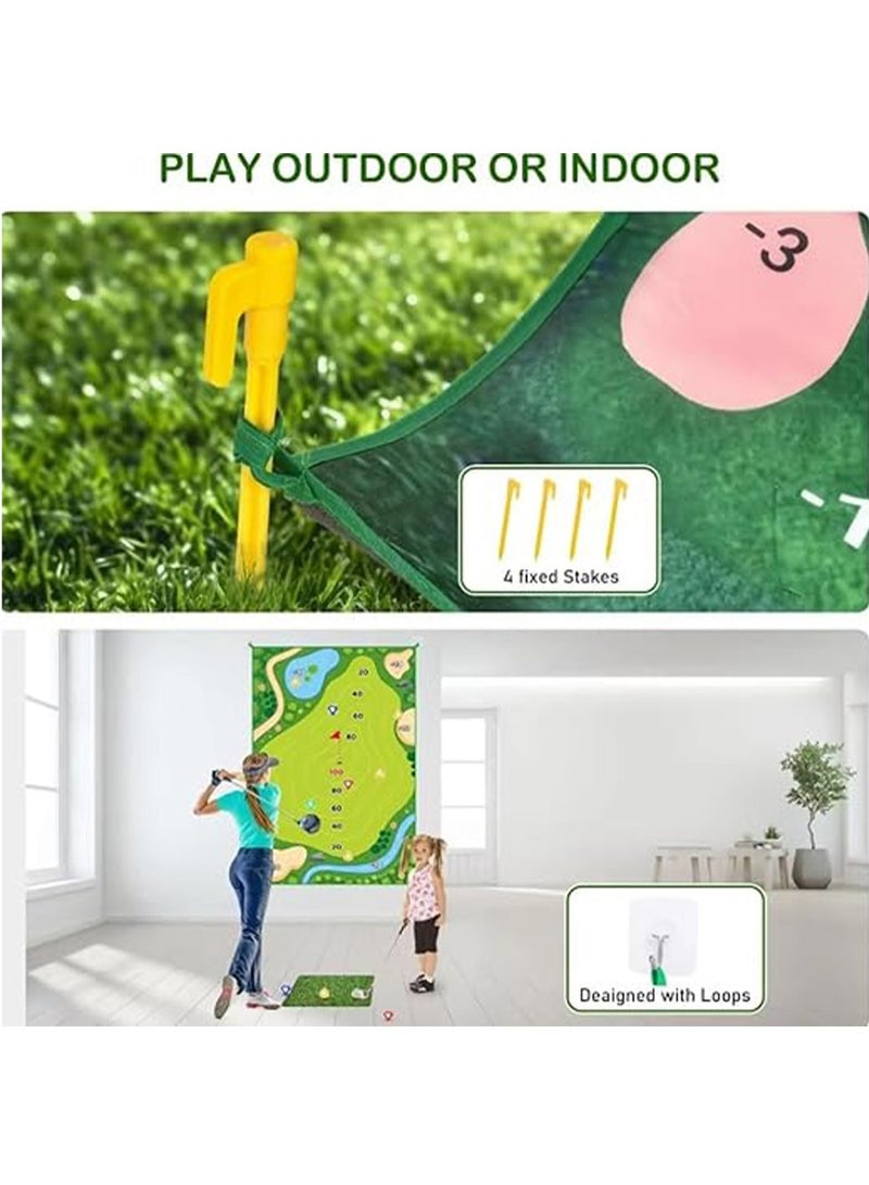 BlueFire Premium Golf Chipping Practice Mat Set with Golf Club – 47”x70” Sticky Golf Training Mat for Indoor & Outdoor Use – Includes 20 Adhesive Balls, Tee, Scorecard, Carry Bag – Perfect Golf Game for Kids, Adults, Backyard, Parties & Simulators - Image 4