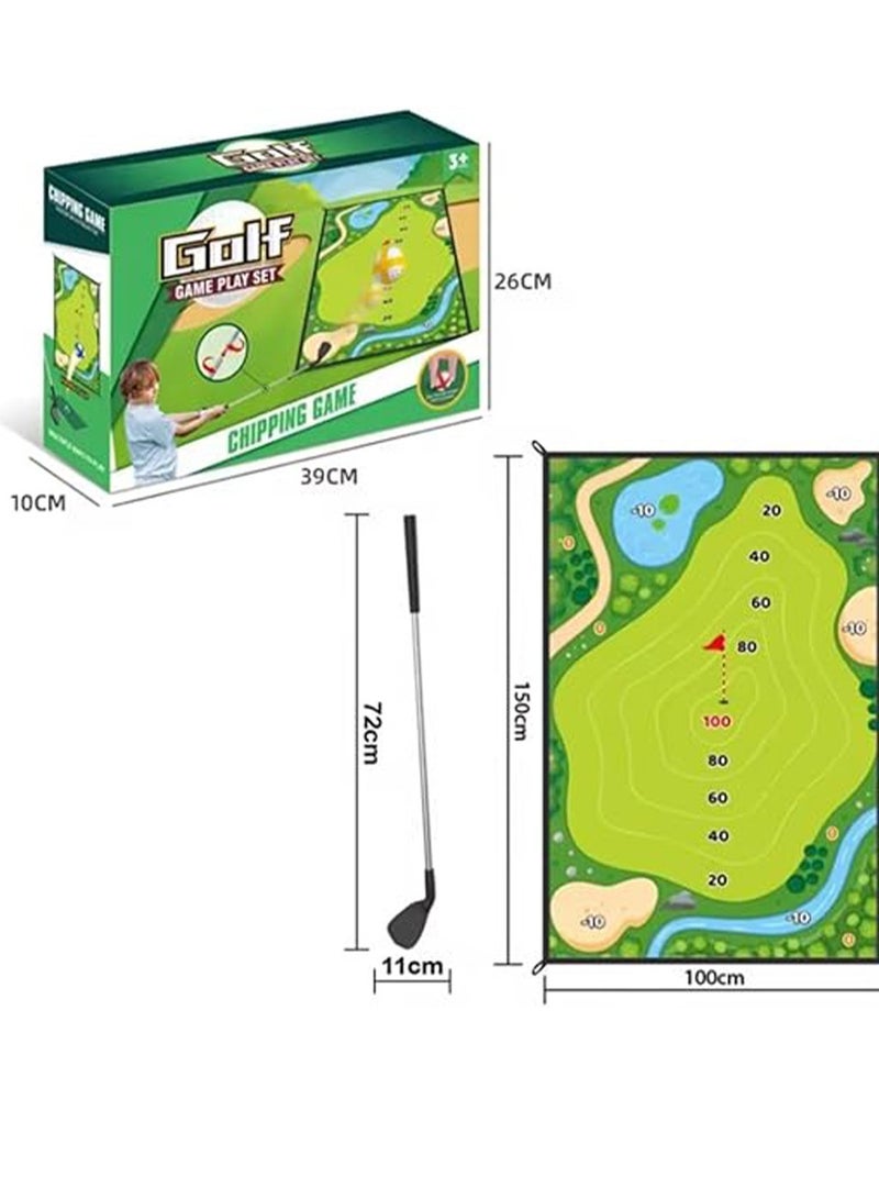 BlueFire Premium Golf Chipping Practice Mat Set with Golf Club – 47”x70” Sticky Golf Training Mat for Indoor & Outdoor Use – Includes 20 Adhesive Balls, Tee, Scorecard, Carry Bag – Perfect Golf Game for Kids, Adults, Backyard, Parties & Simulators - Image 3