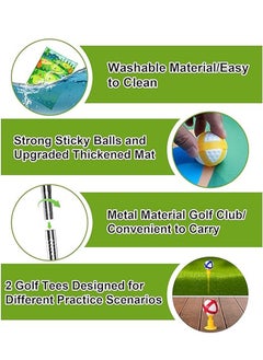 BlueFire Premium Golf Chipping Practice Mat Set with Golf Club – 47”x70” Sticky Golf Training Mat for Indoor & Outdoor Use – Includes 20 Adhesive Balls, Tee, Scorecard, Carry Bag – Perfect Golf Game for Kids, Adults, Backyard, Parties & Simulators  - Image 5