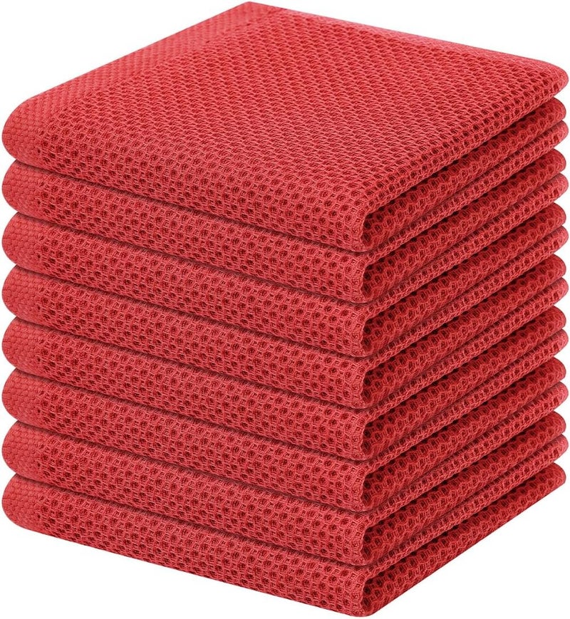 Homaxy 100% Cotton Waffle Weave Kitchen Dish Cloths, Ultra Soft Absorbent Quick Drying Dish Towels, 12 x 12 Inches, 8-Pack, Brick Red - Image 1
