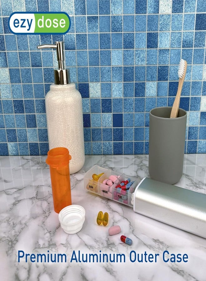 EZY DOSE Slide Pill Organizer, Stylish Medication Storage Case with Durable BPA-Free Plastic with Aluminum Exterior, Large 7-Day Weekly Compartments, Tablets, Vitamins, Compact, 9-Inch, Gray - Image 4