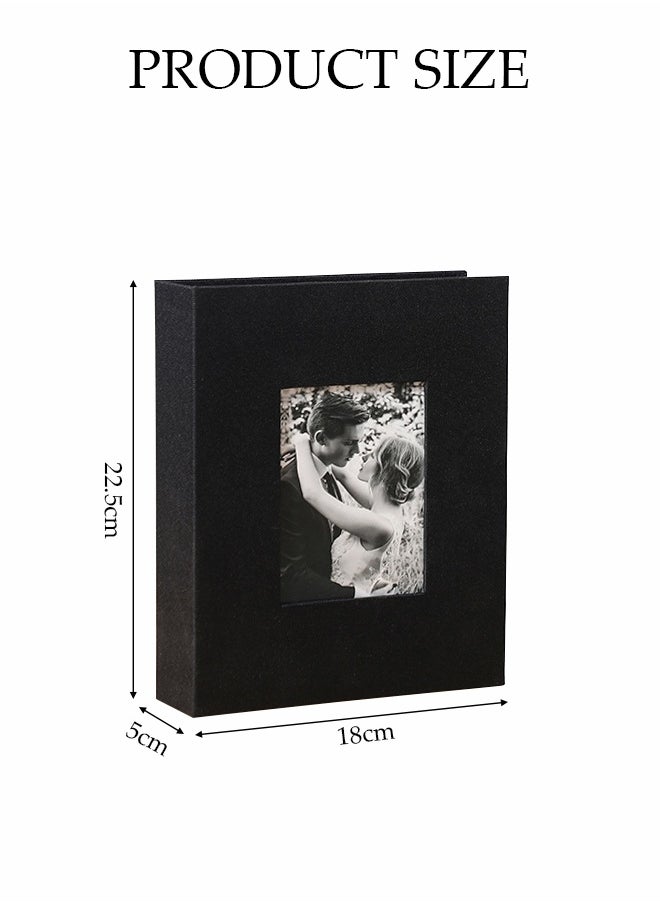 DUNISO Photo Albums，200 Pockets Linen Cover Photo Album for 6 Inches，Album with Window，Slip In Albums 6x4 inch Photo Slot，Used for Storing Photos or Postcards,Black  - Image 2