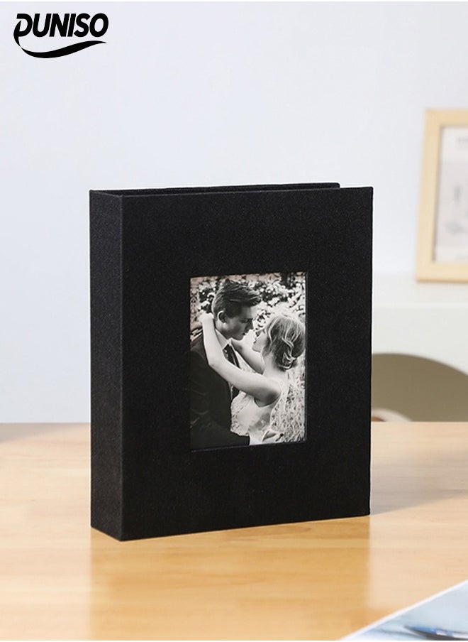 DUNISO Photo Albums，200 Pockets Linen Cover Photo Album for 6 Inches，Album with Window，Slip In Albums 6x4 inch Photo Slot，Used for Storing Photos or Postcards,Black  - Image 1