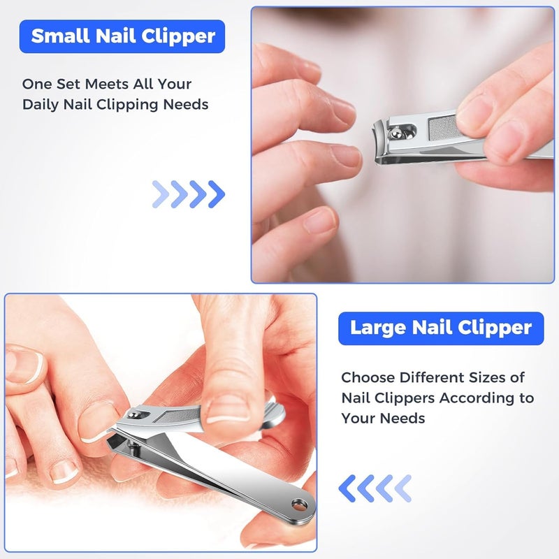 CESITRA Nail Cutter Set Fingernail Clippers and Toenail Clippers Set Large Small 2 Pack Professional Stainless Steel Toe Nail Clippers Nail Cutter Sharp Travel Finger Nail Clippers Kit with Case for Men Women - Image 3