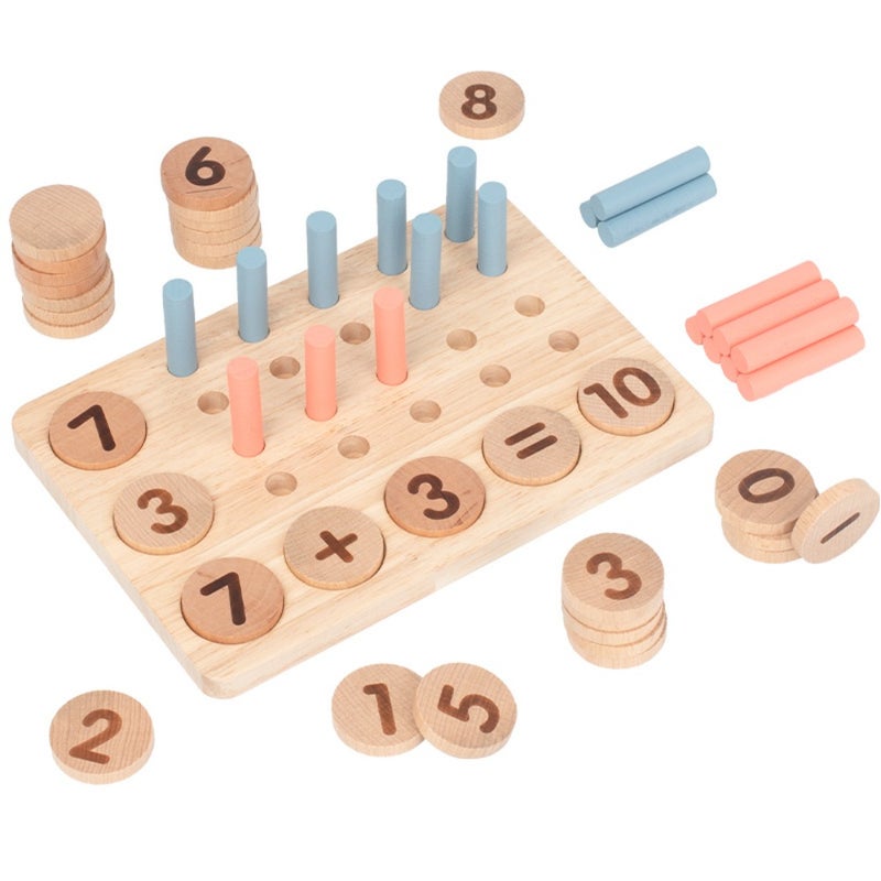 Cross-border ten-digit counter digital pairing arithmetic ten-grid array teaching aid addition and subtraction calculation early education educational solid wood toys - Image 5
