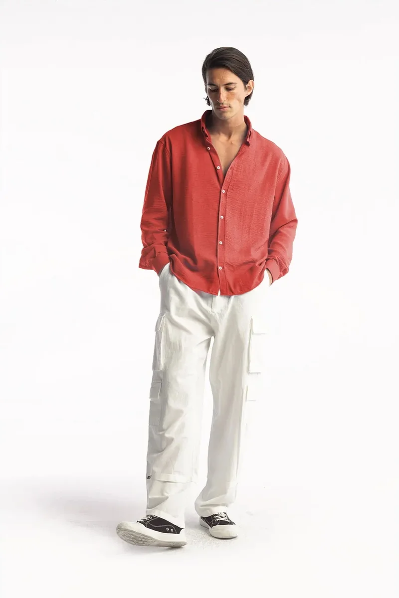 GIESTO Oversized Button-Up Long Sleeve Shirt