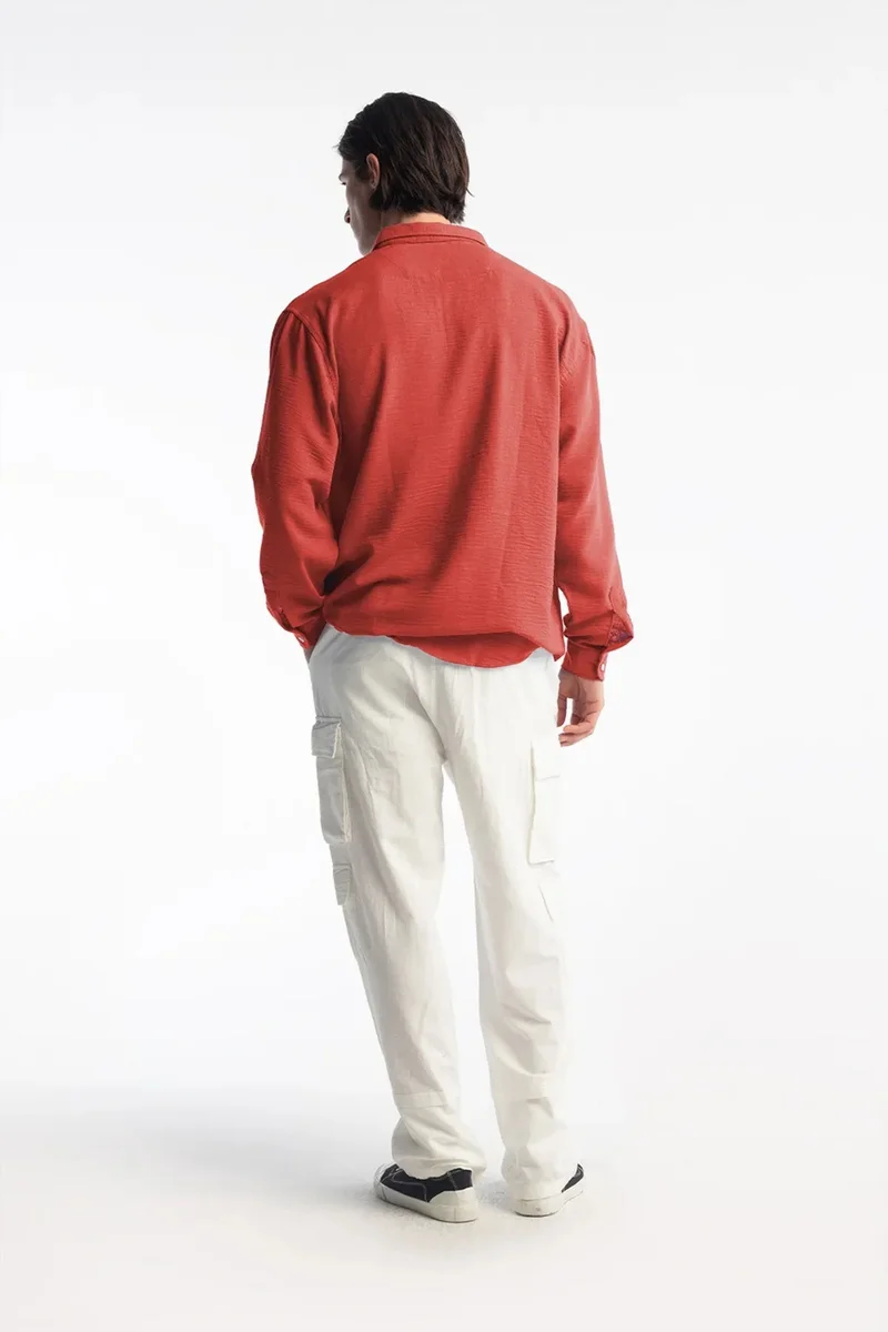Giesto Red GIESTO Oversized Button-Up Long Sleeve Shirt for Men | Best Price UAE