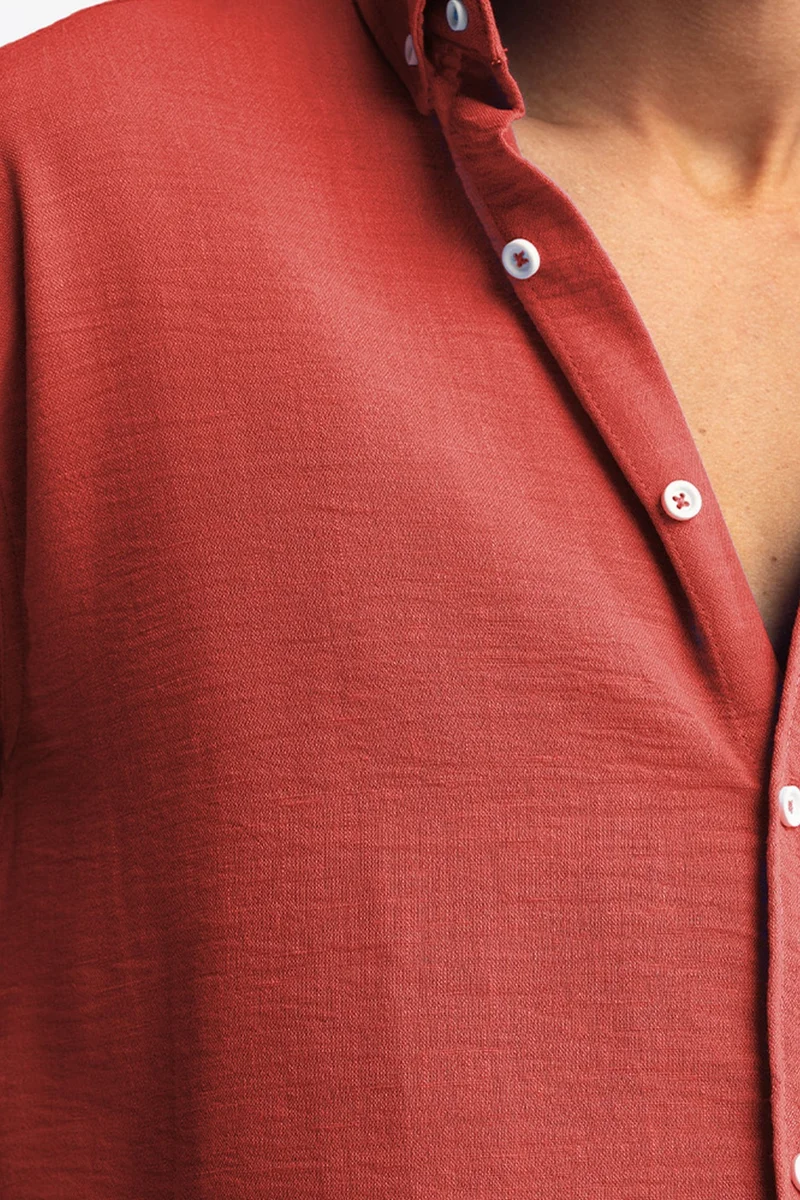 Giesto Red GIESTO Oversized Button-Up Long Sleeve Shirt for Men | Best Price UAE