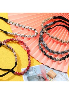 Chuangdi 6 Pieces Braided Floral Headbands Adjustable Braid Flower Hairband Elastic Stretch Fabric Braided Head Bands Hair Accessory For Girls Women Hair Styling  - Image 4