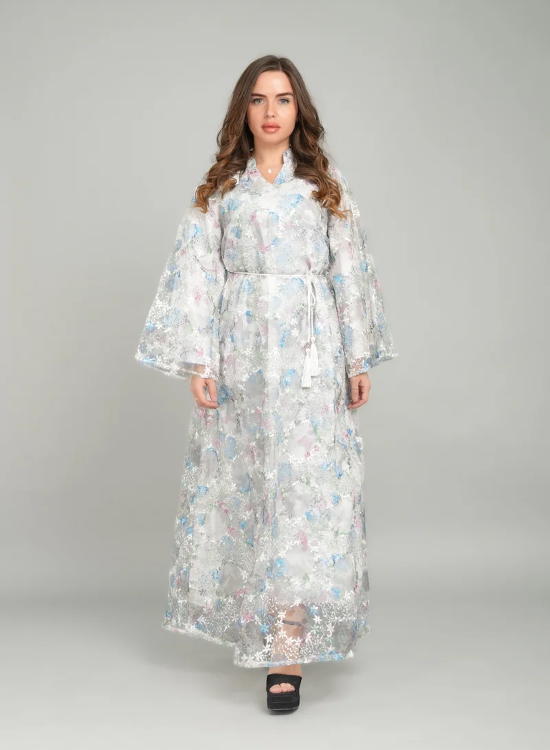 اكسا جلابية عنق اسيوي مطرزة CJ1034 ابيض