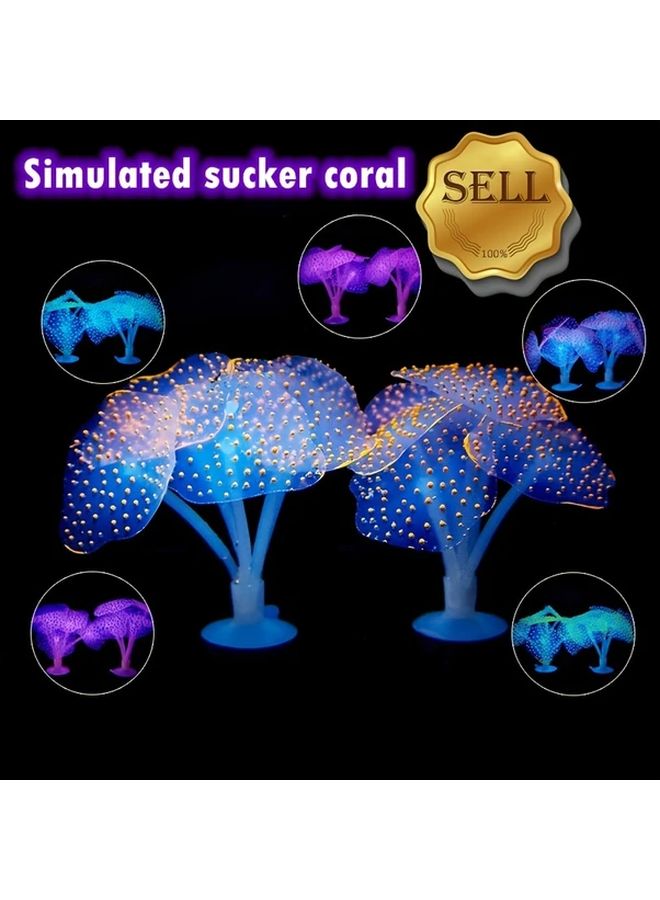 Blue Glowing Artificial Coral Ornament For Aquarium Fish Tank Decor - Image 2