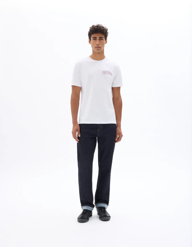 Celio  Neunir Optical White Short Sleeves Tshirt for Men | Best Price UAE
