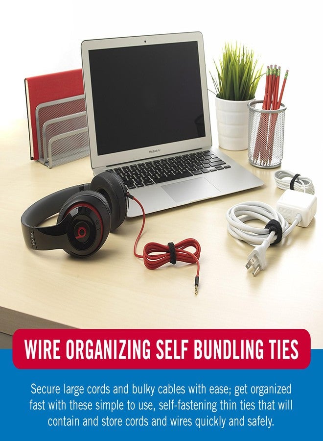 VELCRO Brand Cable Ties, 100Pk - 8 X 1/2" Red And Black, REUsable Alternative To Zip Ties, One-Wrap Thin Pre-Cut Cord Organization Straps, Wire Management For Office Or Home, Vel-30200-Ams, Black/Red - Image 4