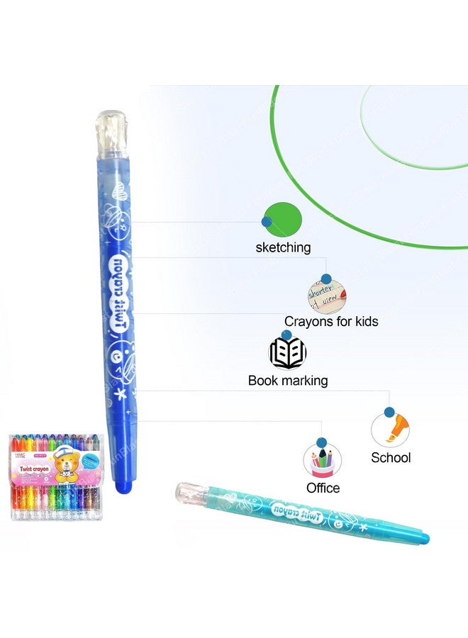 FunBlast Twist Crayons For Kids - 24 Pcs Crayon Set For Kids, Coloring Kit For Kids, Crayon For Drawing And Painting For Kids, Art And Craft Kit, Birthday Return Gifts For Kids (24 Pcs), Multicolor - Image 5
