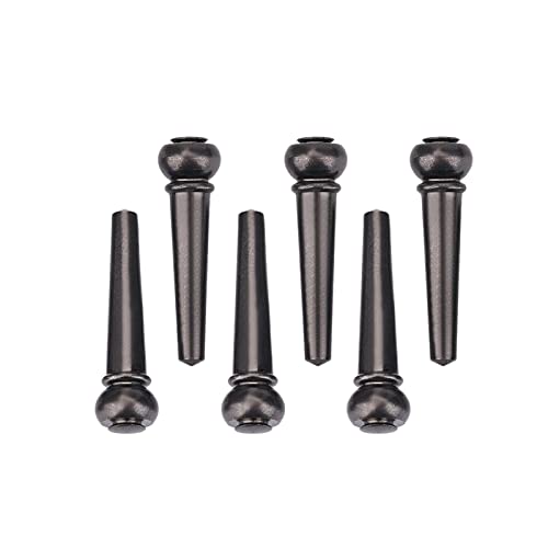 VGEBY 6Pcs Guitar Bridge Pins, Brass Pin Acoustic Guitar Strings Nail Pegs (Black) Ebony Bridge Pins 6 Pacoustic Guitar Strings - Image 1