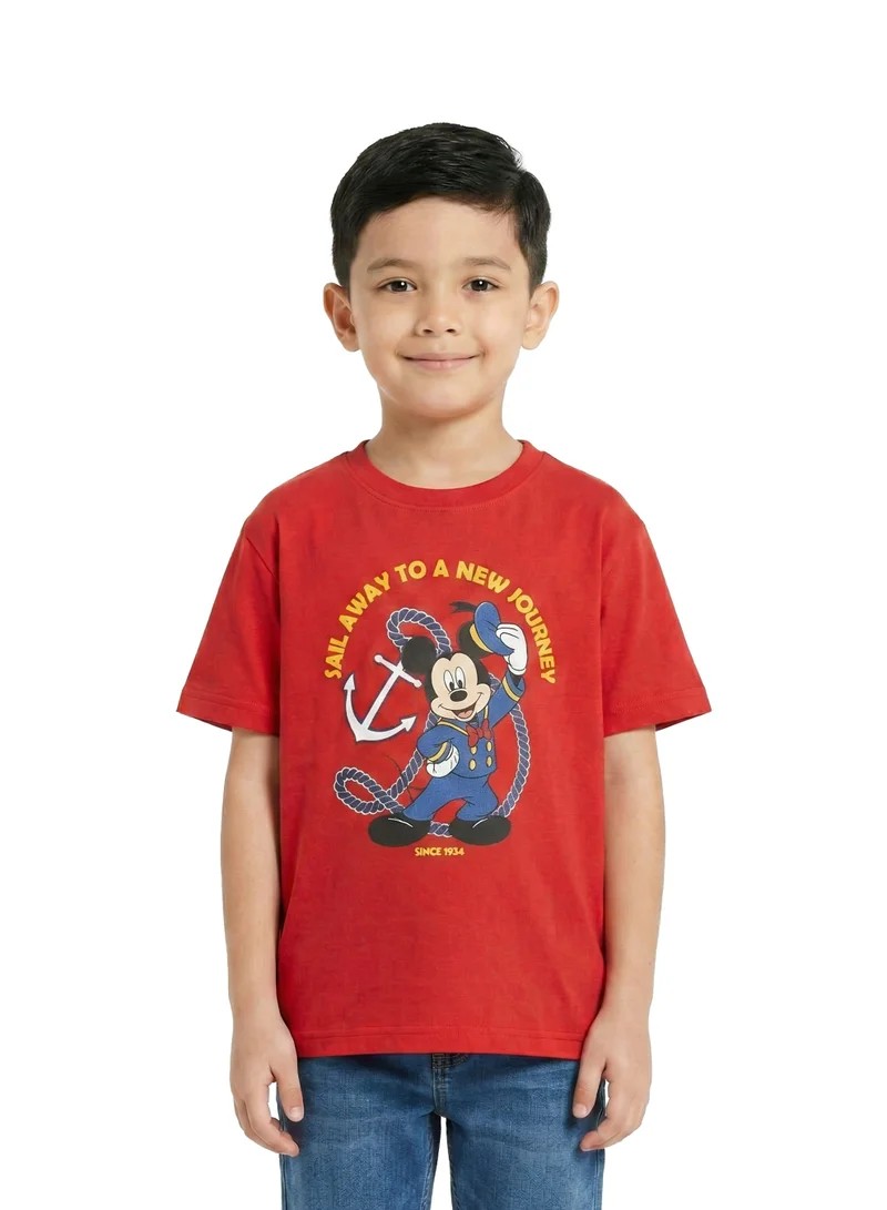 Disney Toddler Boys Mickey Mouse Sail Away Oversized Drop Shoulder T-Shirt