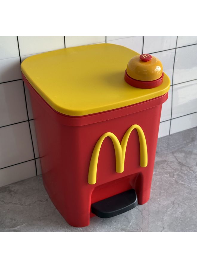Creative DIY Cartoon Trash Bin with Stickers - Large Capacity Foot Pedal Design for Living Room, Bedroom & Home Décor, Durable Plastic Waste Container 