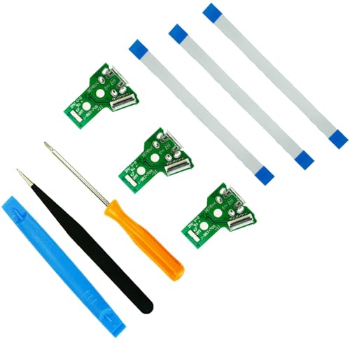 CTHTBZ 3pcs JDS-055 Replacement Charging Port for PS4 Slim Pro,Charger Socket Board Connector Module for PlayStation 4 Controller, Flex Cable, Tool Screwdriver Repair Kit(JDS-055) - Image 1