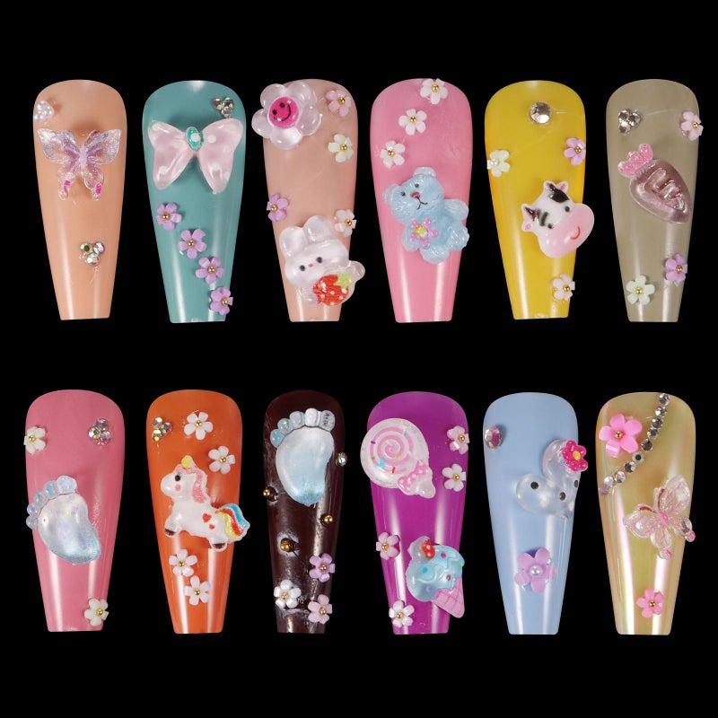 TAMHOO Pack of 250pcs Cute & Sweet 3D Nail Charms for Acrylic Nails, Perfect for Nail Art Decorations & DIY Accessories(Style C) - Image 2