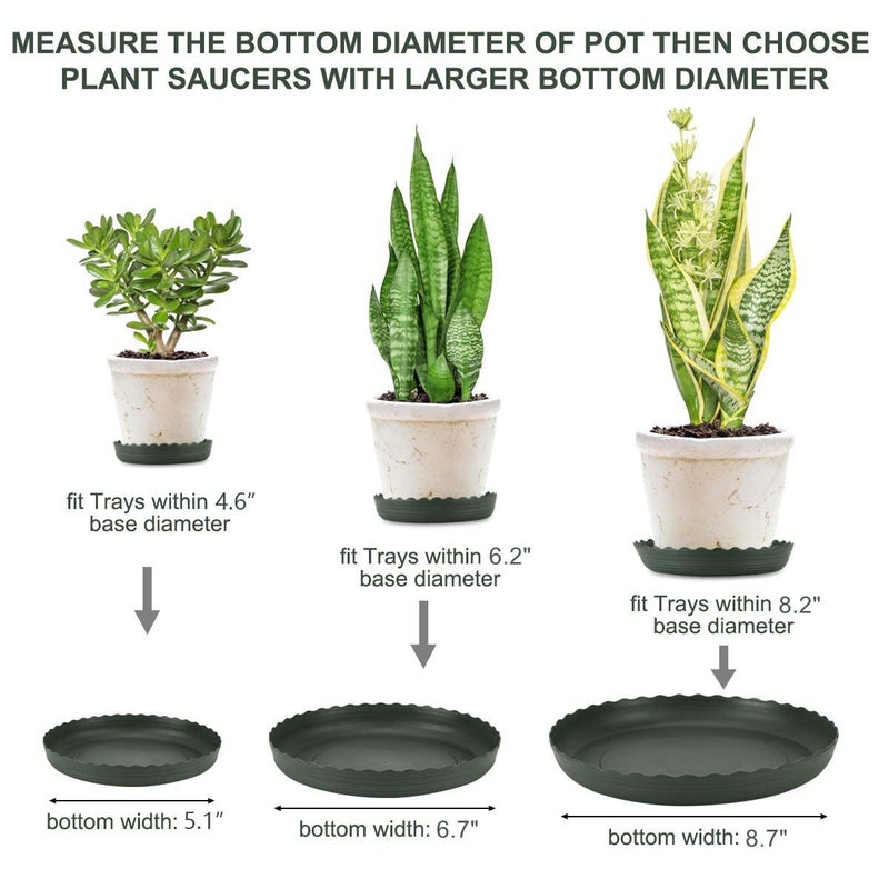 ECOESPTI 12Pcs Plant Saucer, 6 8 10 Inch Durable Plastic Plant Tray, Black Round Plant Pot Saucers, Drip Tray for Indoor and Outdoor Garden - Image 2