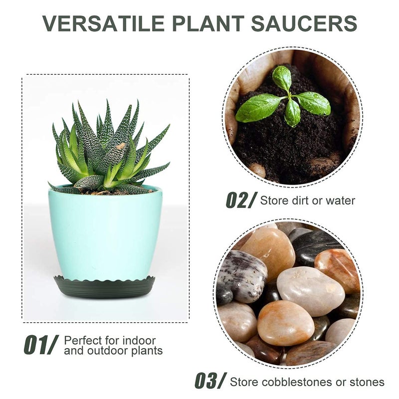 ECOESPTI 12Pcs Plant Saucer, 6 8 10 Inch Durable Plastic Plant Tray, Black Round Plant Pot Saucers, Drip Tray for Indoor and Outdoor Garden - Image 3
