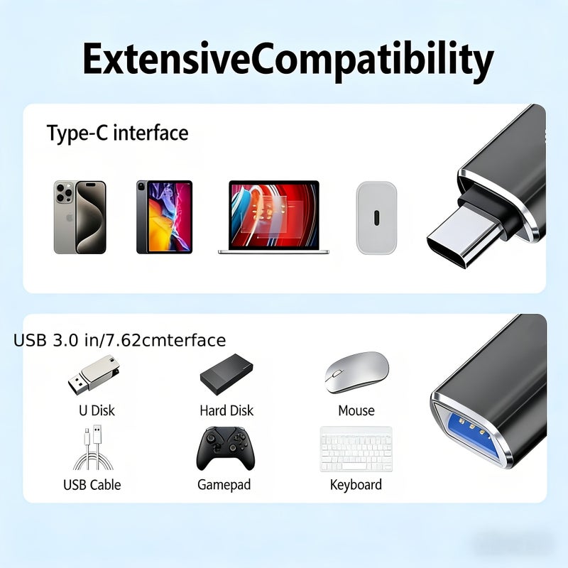 Rose Golden USB C to USB A 3.0 Female OTG Adapter for iPhone iPad Mac Galaxy - Image 3