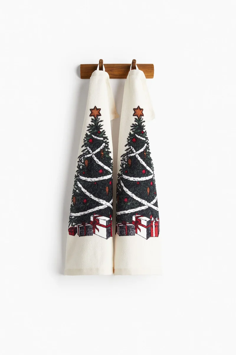 H&M 2-pack motif-detail velour guest towels