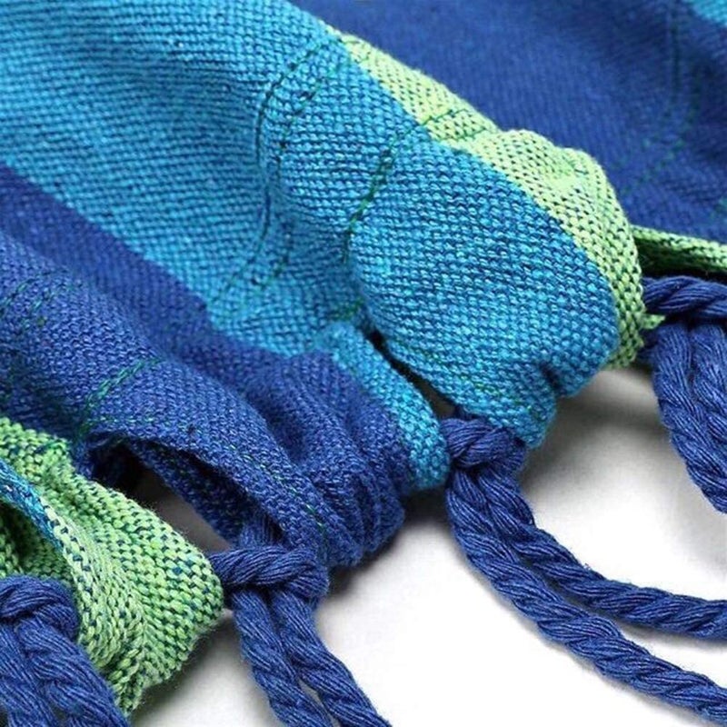 TASKHOUSE Outdoor Hammock Portable Hammock Garden Sports Home Travel Camping Swing Canvas Striped Parachute Canvas Cotton Cloth Hammock 280x80Cm Blue - Image 4