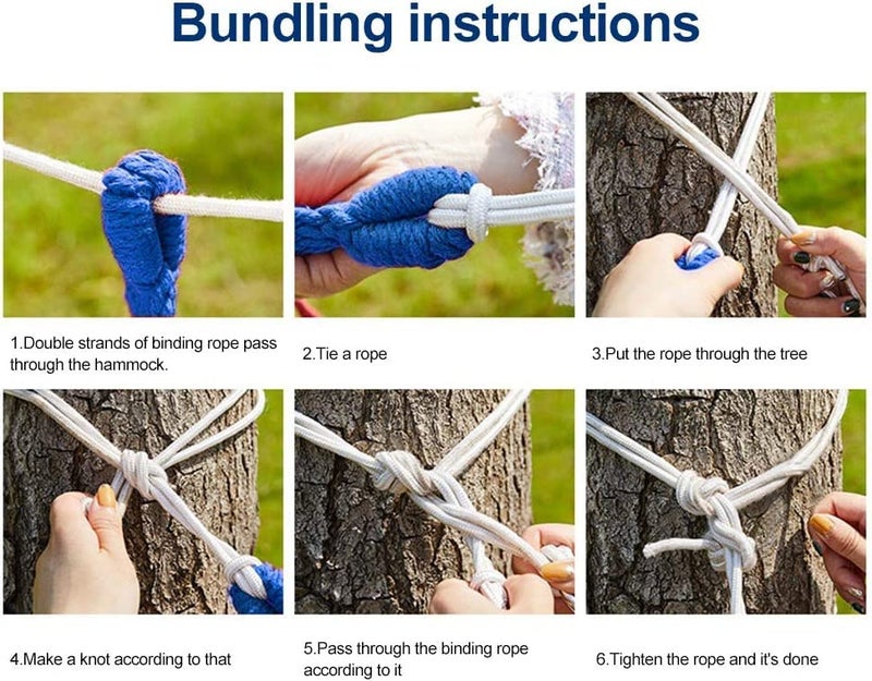 TASKHOUSE Outdoor Hammock Portable Hammock Garden Sports Home Travel Camping Swing Canvas Striped Parachute Canvas Cotton Cloth Hammock 280x80Cm Blue - Image 5