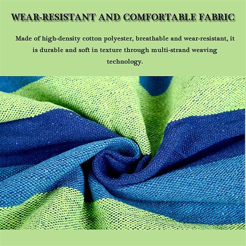 TASKHOUSE Outdoor Hammock Portable Hammock Garden Sports Home Travel Camping Swing Canvas Striped Parachute Canvas Cotton Cloth Hammock 280x80Cm Blue - Image 3