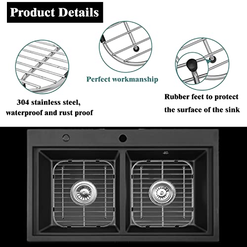 LOCVCDA Sink Protectors for Kitchen Sink 13" x 11-5/8", 304 Stainless Steel Sink Grid protectors for Kitchen Sink with Certer Drain Hole, Metal Protector for Sink with Sink Strainers (Center Drain) - Image 4