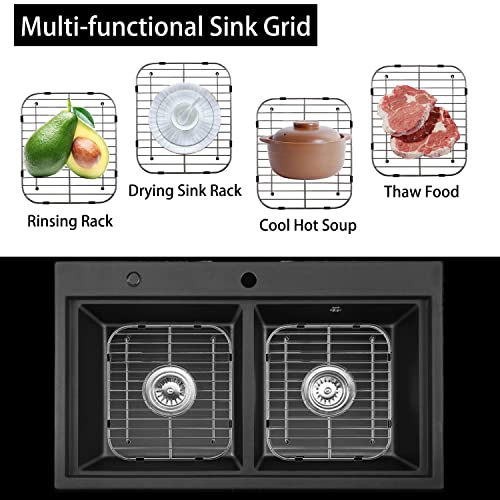 LOCVCDA Sink Protectors for Kitchen Sink 13" x 11-5/8", 304 Stainless Steel Sink Grid protectors for Kitchen Sink with Certer Drain Hole, Metal Protector for Sink with Sink Strainers (Center Drain) - Image 5