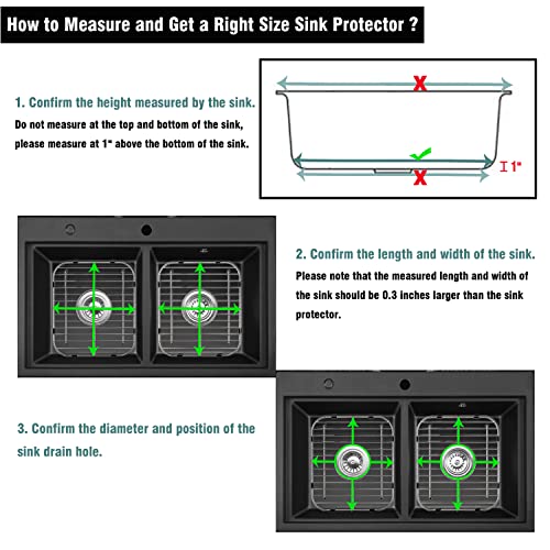 LOCVCDA Sink Protectors for Kitchen Sink 13" x 11-5/8", 304 Stainless Steel Sink Grid protectors for Kitchen Sink with Certer Drain Hole, Metal Protector for Sink with Sink Strainers (Center Drain) - Image 3