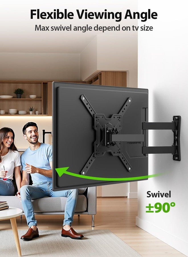 USX MOUNT UL Listed Full Motion TV Mount, Swivel Articulating Tilt TV Wall Mount for 26-65 Inch LED, 4K, Wall Mount Bracket with VESA 400x400mm Up to 77lbs, Perfect Center Design -XMM006-1 - Image 4
