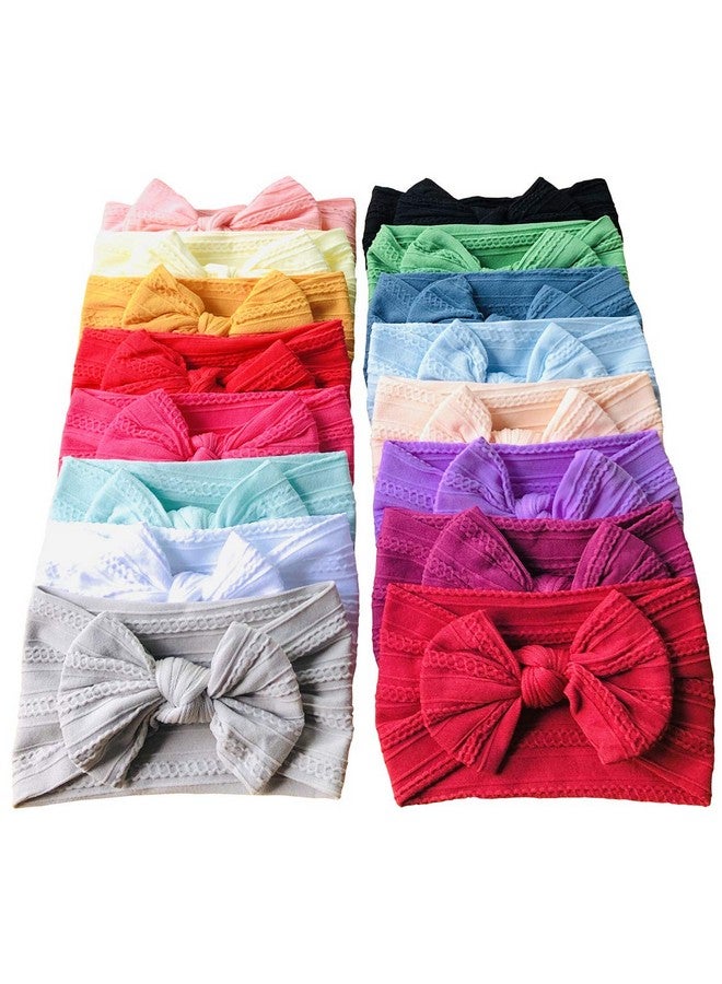 Toptim Baby Girl Bows Nylon Headbands Jacquard Design for Newborn Infant Toddler Little Girls (16-Pack) - Image 1
