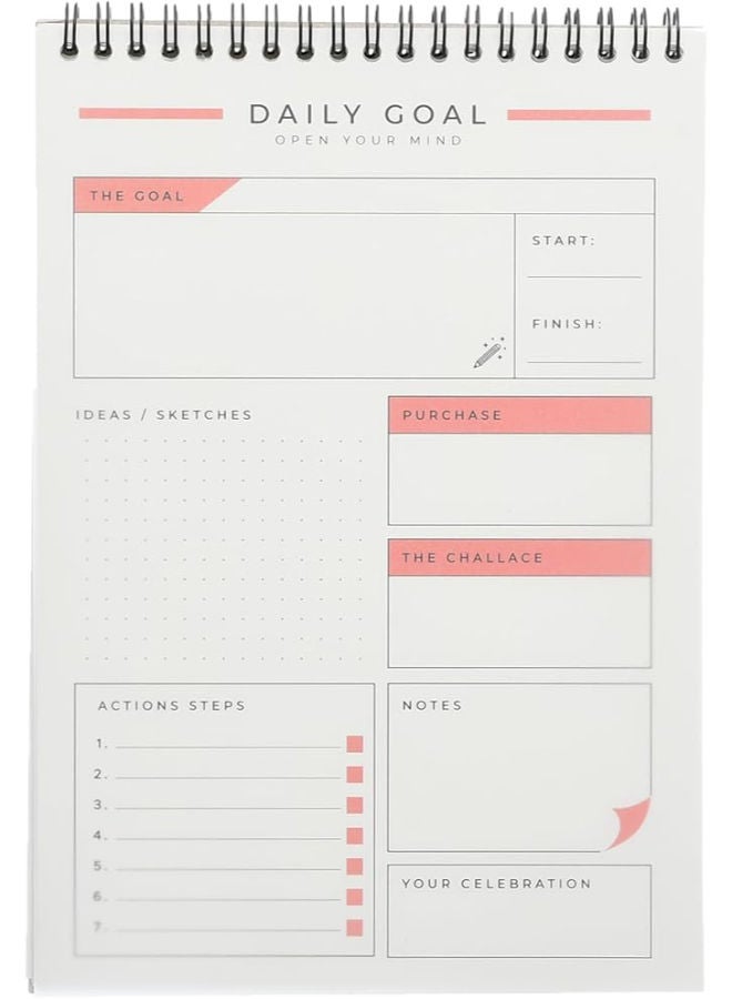 Yassin Daily Planner Notebook, 50 Sheets B5 Wire-Bound for Organized Task Management - Image 1