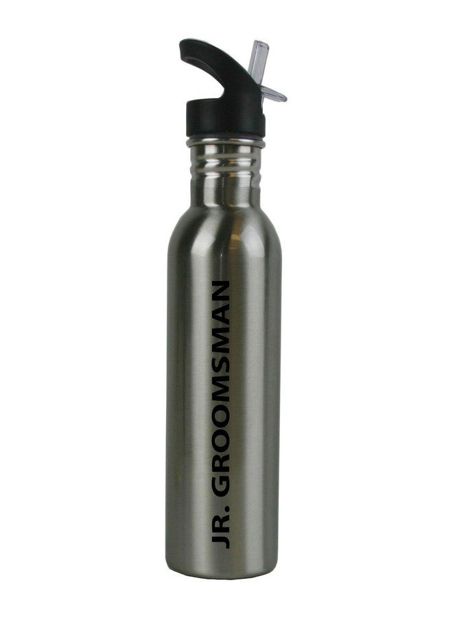 CustomGiftsNow Jr. Groomsman 20-Ounce 600ML 20-Ounce Silver Stainless Steel Water Bottle with Straw Top Lid - Image 1