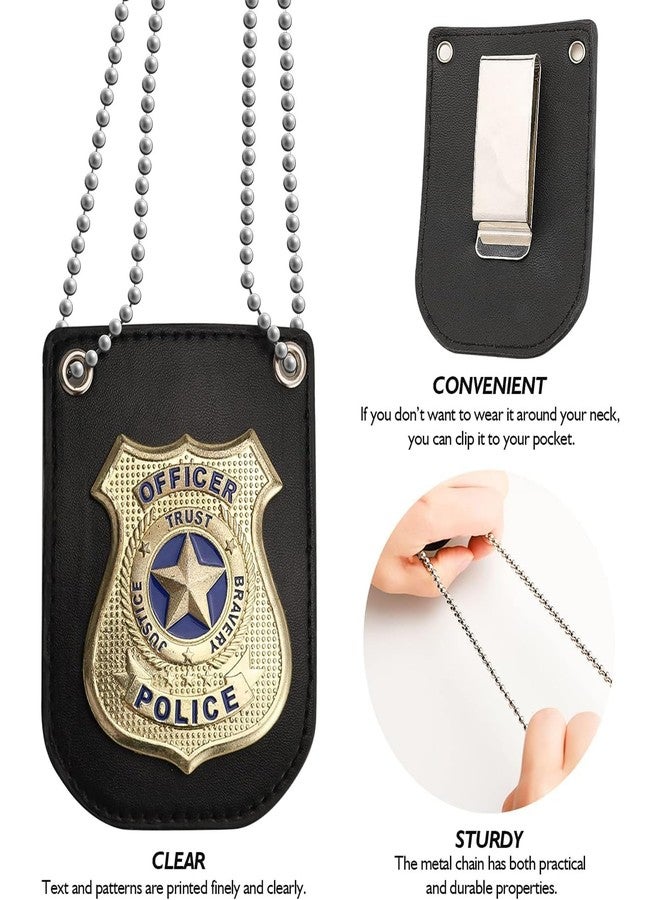Finduat America Police Badge for Pretend Play PD Badge with Chain & Belt Clip - Image 3