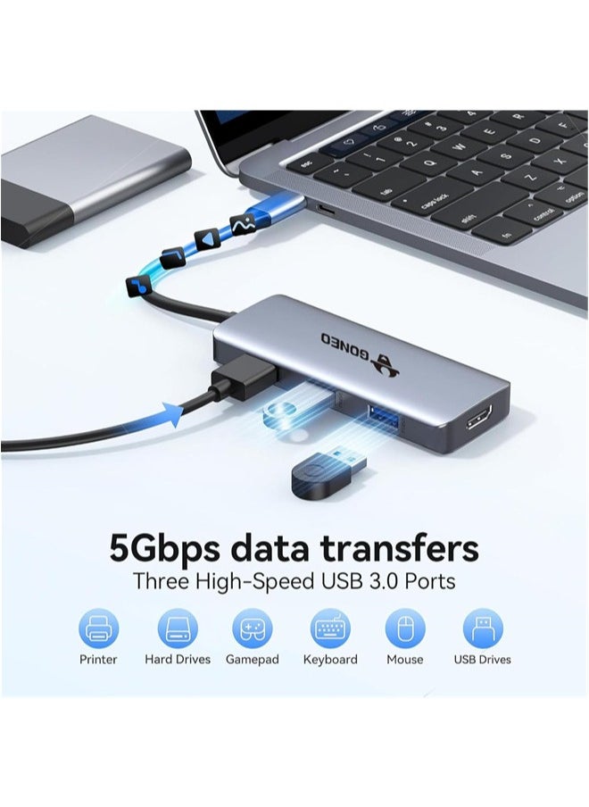 GONEO 7 in 1 USB C Hub Multiport Adapter USB C Docking Station with 4K HDMI Port 3 USB Ports SD/TF Card Reader USB C Dongle for Dell/MacBook Pro/MacBook Air/HP XPS/Lenovo Laptops  - Image 4