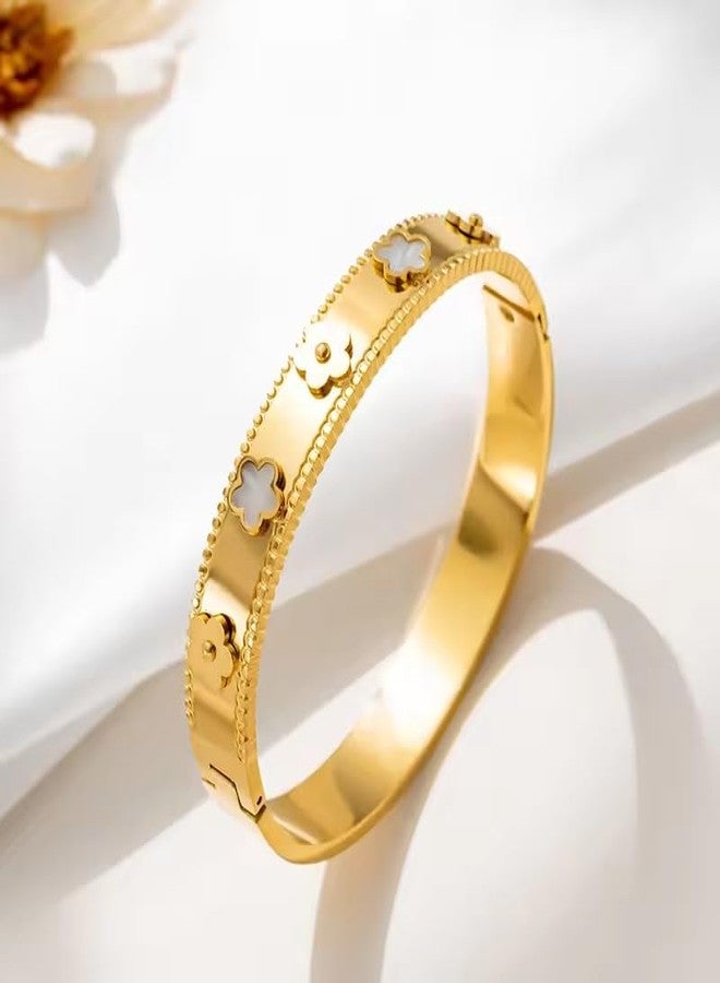 MEENAZ bracelet for woman chain Fashion Stylish Clover Bracelet for Women & Girls | Van Cleef | Aesthetic Jewellery | Valentine Gift for Girlfriend & Wife | Adjustable Wrist Band |anti tarnish gold - Image 2