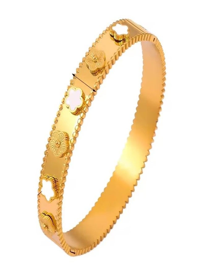 MEENAZ bracelet for woman chain Fashion Stylish Clover Bracelet for Women & Girls | Van Cleef | Aesthetic Jewellery | Valentine Gift for Girlfriend & Wife | Adjustable Wrist Band |anti tarnish gold - Image 1