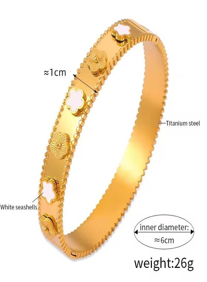 MEENAZ bracelet for woman chain Fashion Stylish Clover Bracelet for Women & Girls | Van Cleef | Aesthetic Jewellery | Valentine Gift for Girlfriend & Wife | Adjustable Wrist Band |anti tarnish gold - Image 3