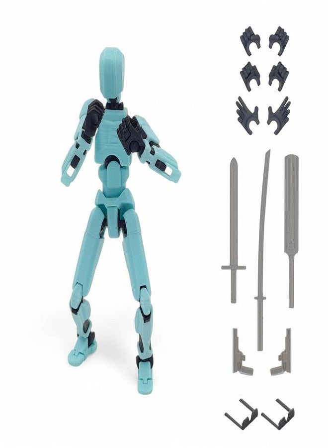 HEYNZ Fully Articulated Action Figure, 3D Printed Robot Assembly Kit, 5.4 Inch Poseable Toy, DIY Collectible Model, Cyan Armour - Image 1
