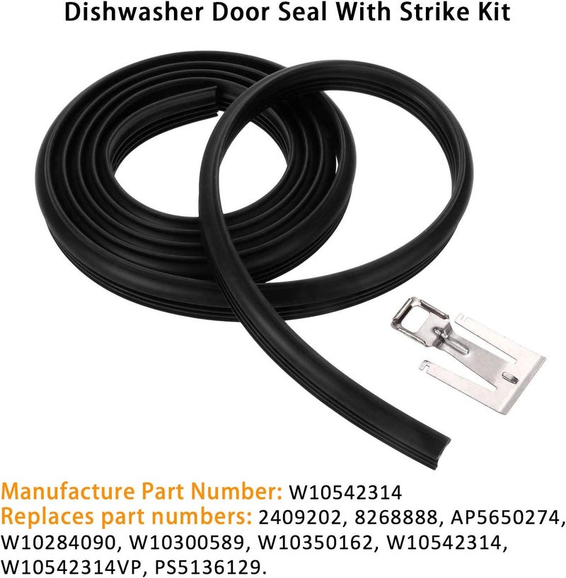 gohantee W10542314 حشية باب غسالة الأطباق مع قفل متوافقة مع ويرلبول وأمانا وكروسلي وإستيت وكينمور، بديل لـ AP5650274 PS5136129 2409202 8268888 W10300589 W10284090 W10350162 - Image 2