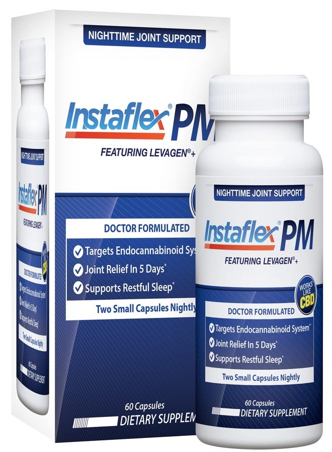 Instaflex PM Nighttime Joint Support with Levagen, Tamaflex, GABA, Ashwagandha, Passionflower Extract, Mobility, Sleep Support - 60 Capules - Image 2