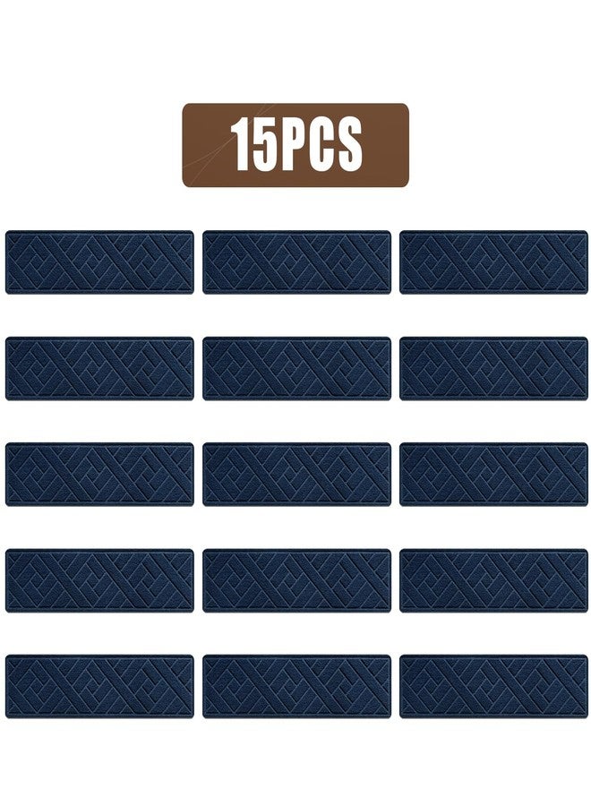 OXKVPVF 15 Pack 8 "X 30" Non-Slip Carpet Stair Treads for Indoor Wooden Steps, Made of Polyester and Reusable Adhesive, Suitable for Kids Elders and Pets（Navy Lines） - Image 2